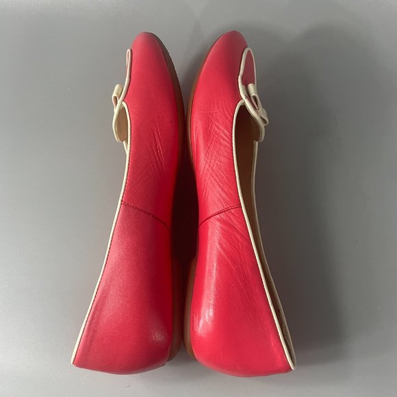 L.K. Bennett London Pink Leather Flat with White Bow, Size 38 - Picture 8 of 14